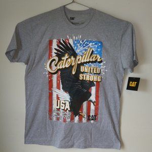 Caterpillar CAT Tee Eagle American flag USA United & Strong XL